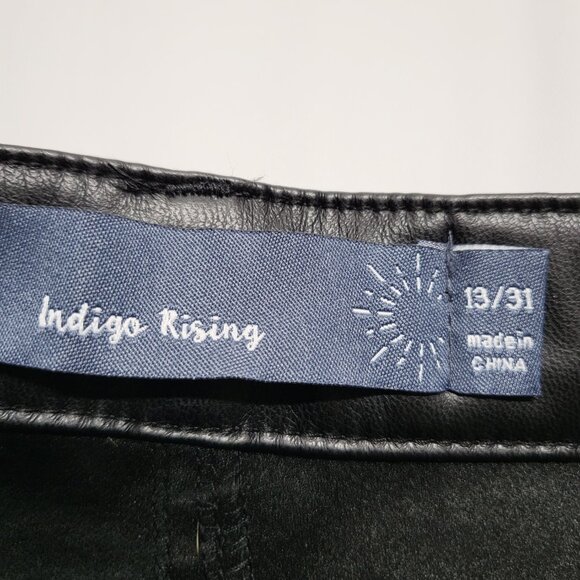 Womens Faux Leather Pants Indigo Rising 13/31 ( 31 X 27) High Rise Pockets Black - Picture 4 of 16